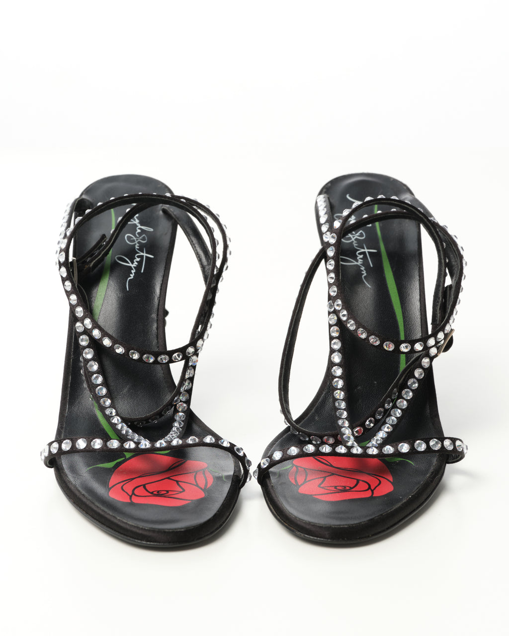 Crystal-Embellished Satin Sandals