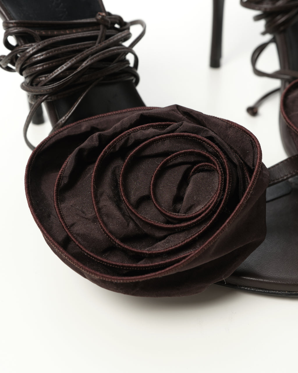 Floral-Appliqué Satin Sandals