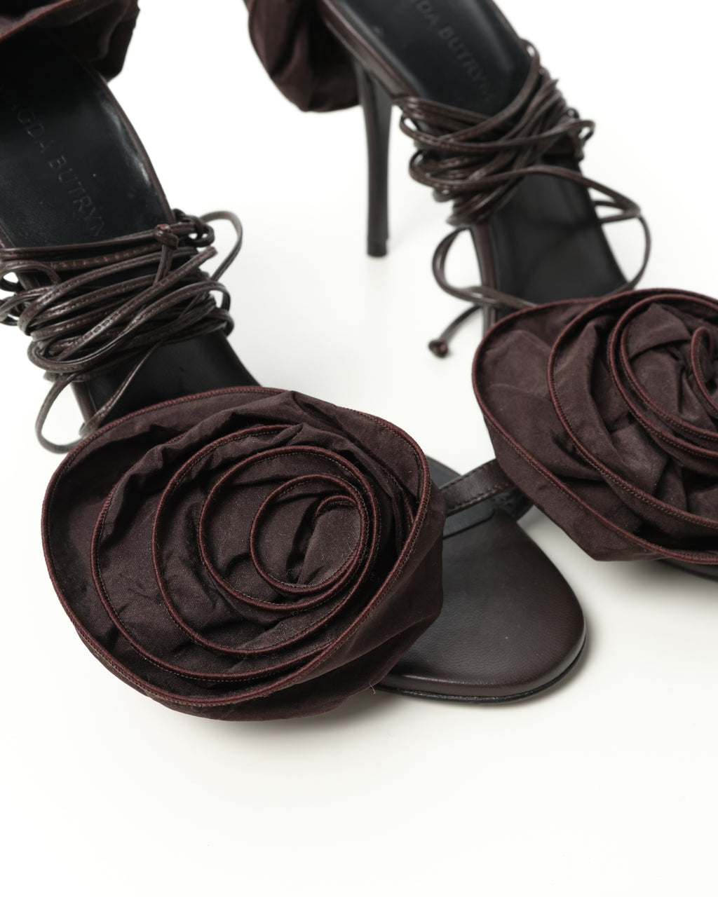 Floral-Appliqué Satin Sandals