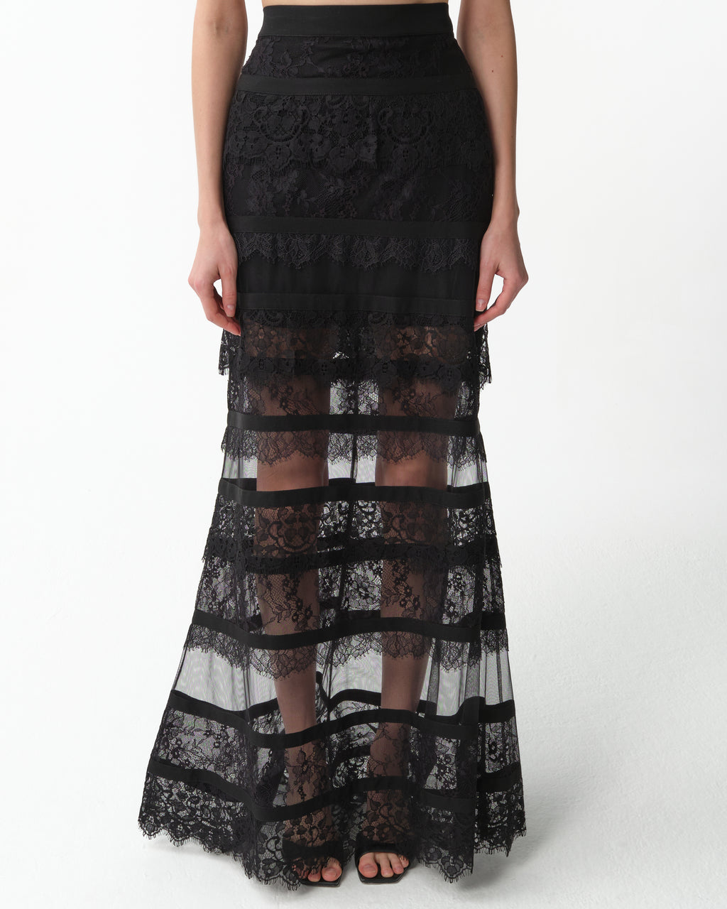 Black High-Waisted Lace Mermaid Skirt