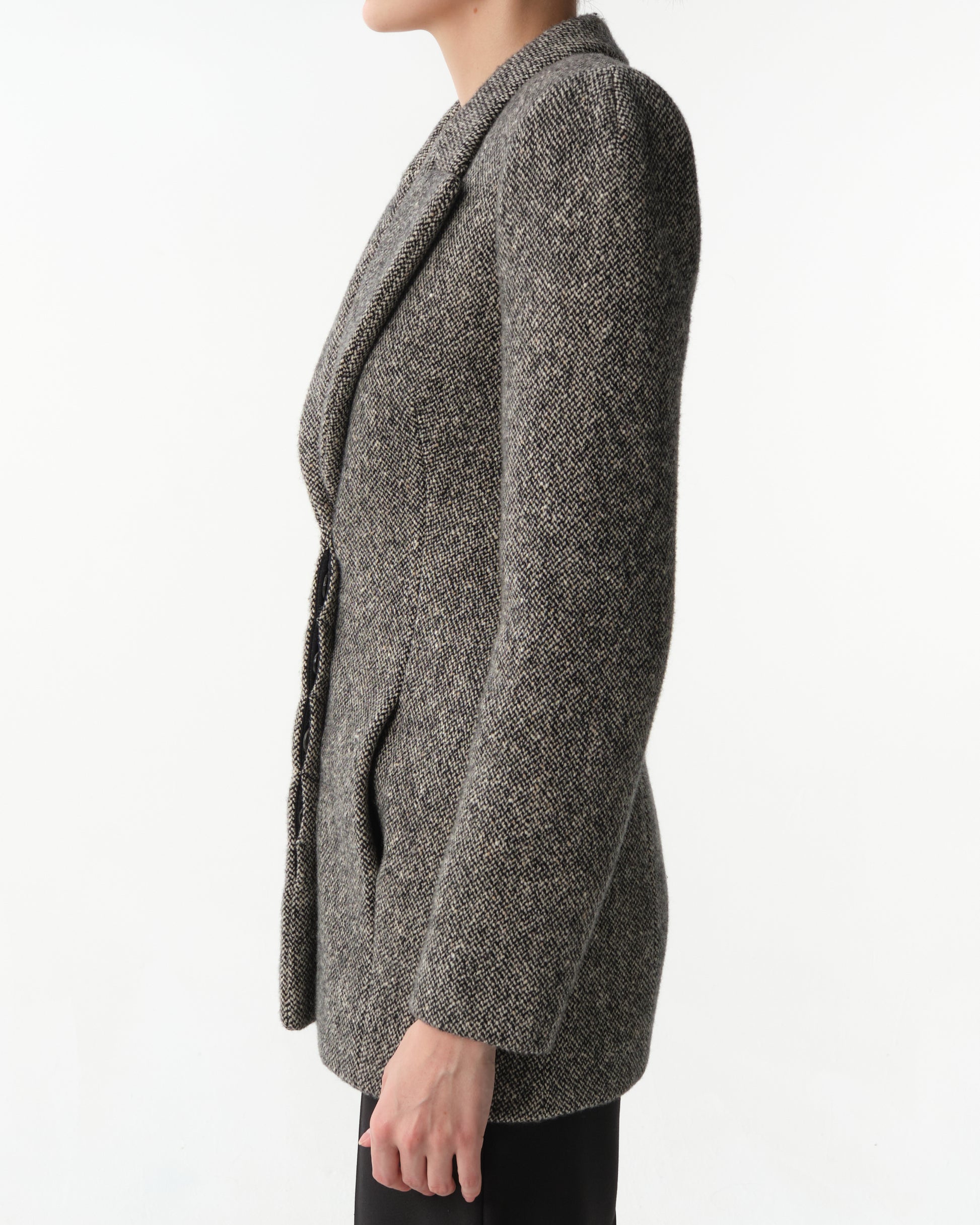 Grey Melange Sculpted Hourglass Blazer