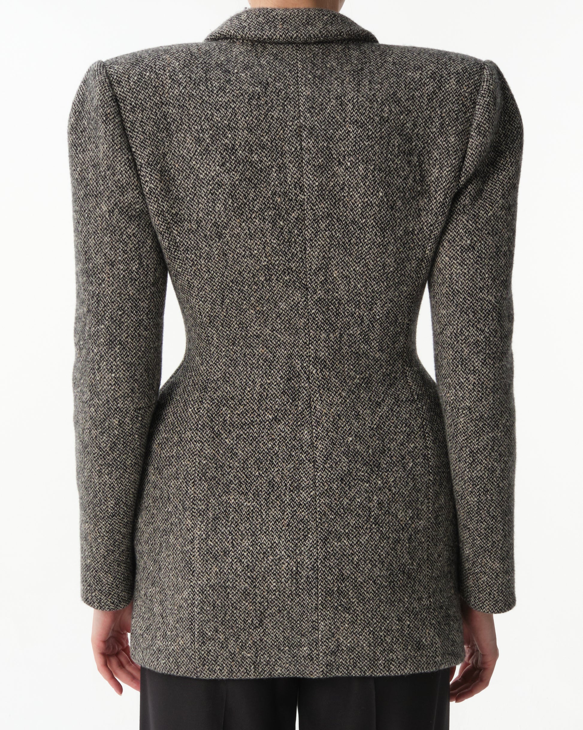 Grey Melange Sculpted Hourglass Blazer