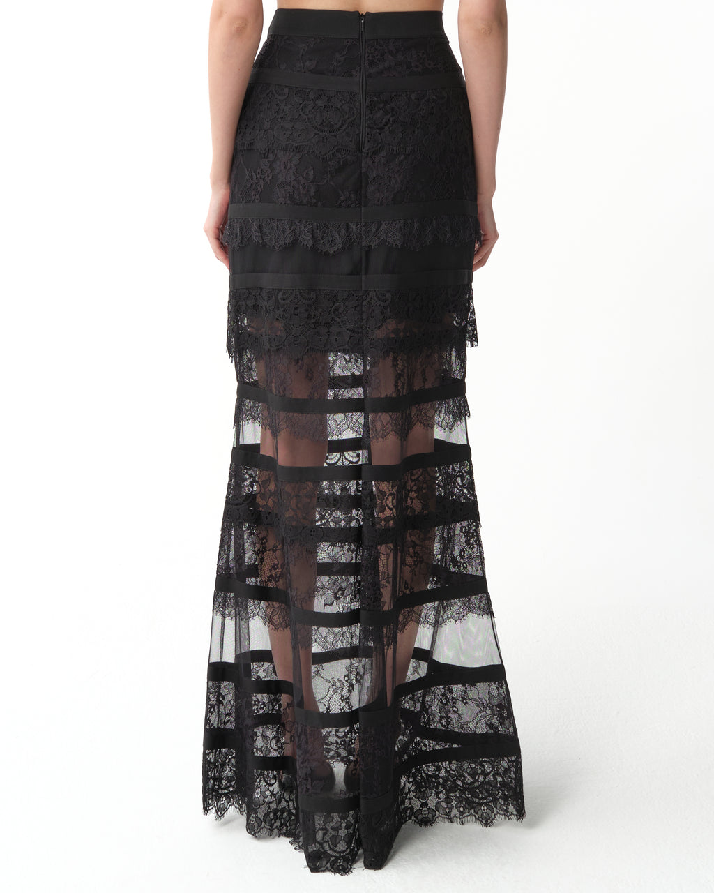 Black High-Waisted Lace Mermaid Skirt