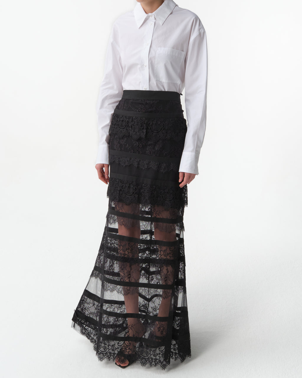 Black High-Waisted Lace Mermaid Skirt