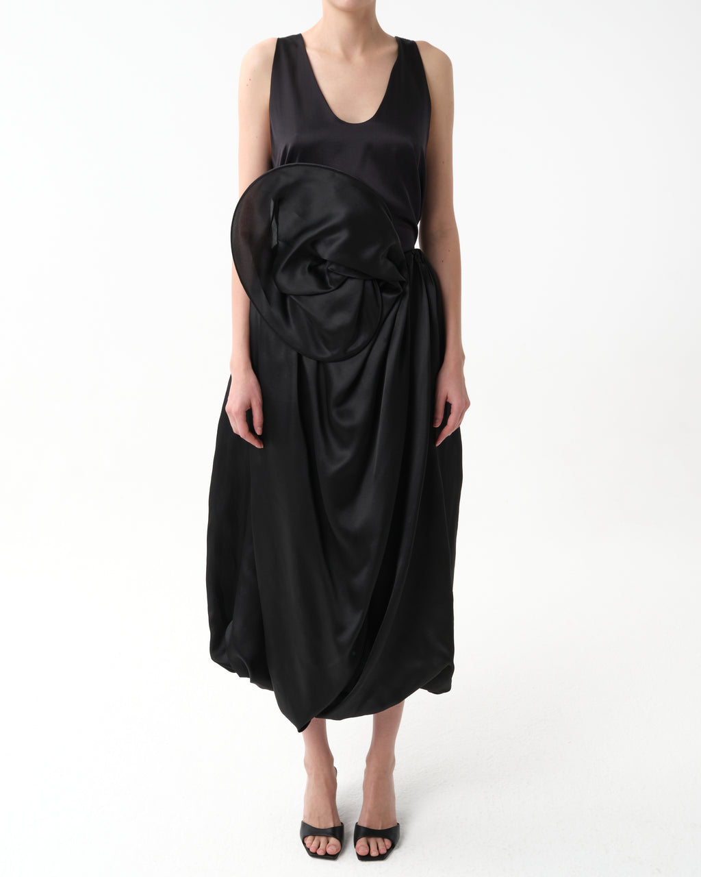Floral-Appliqué Midi Skirt
