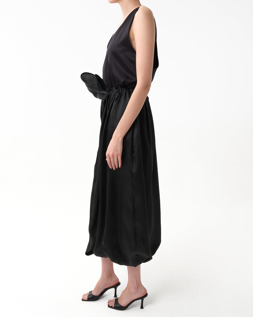 Floral-Appliqué Midi Skirt