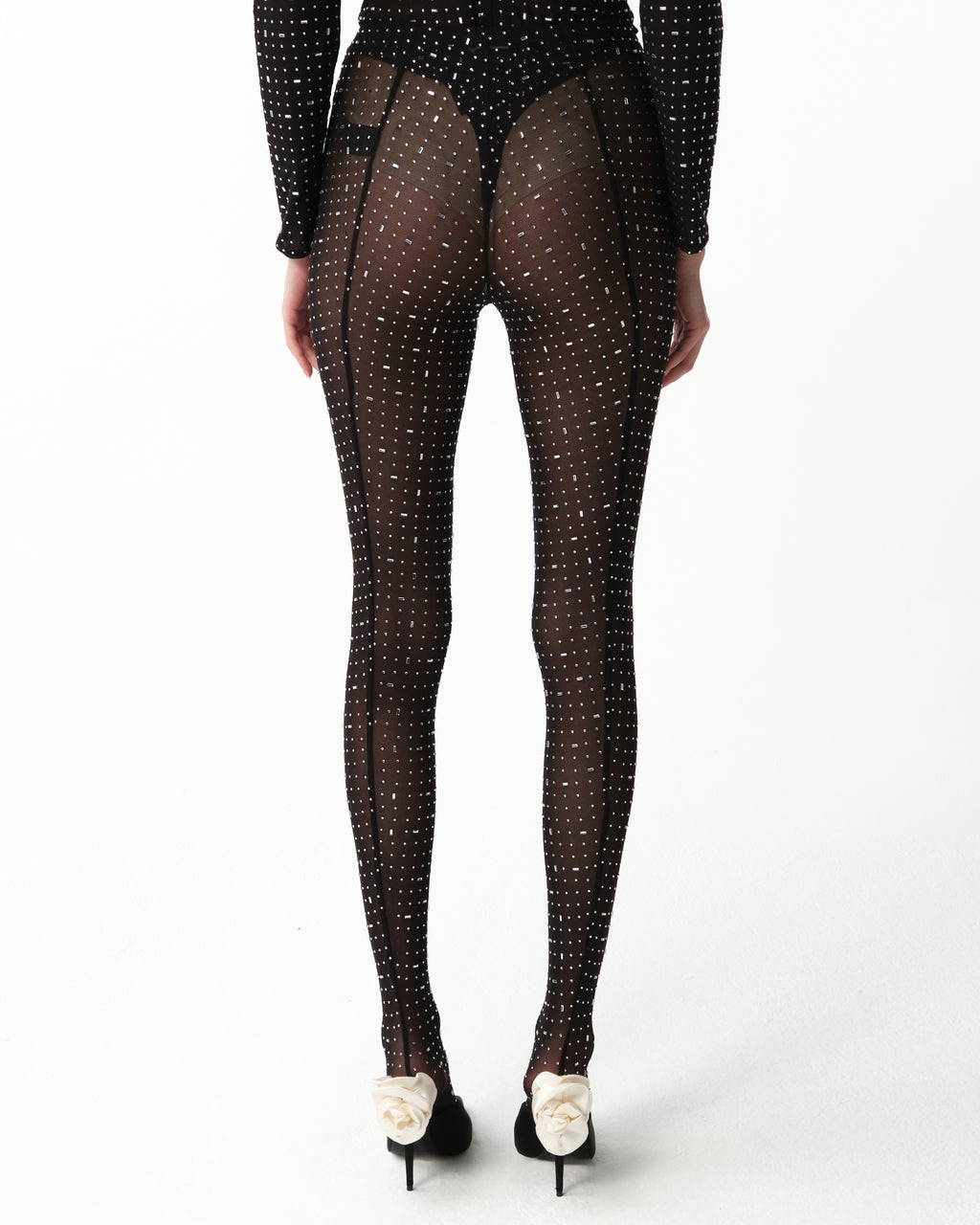 Black Crystal-Embellished Leggings