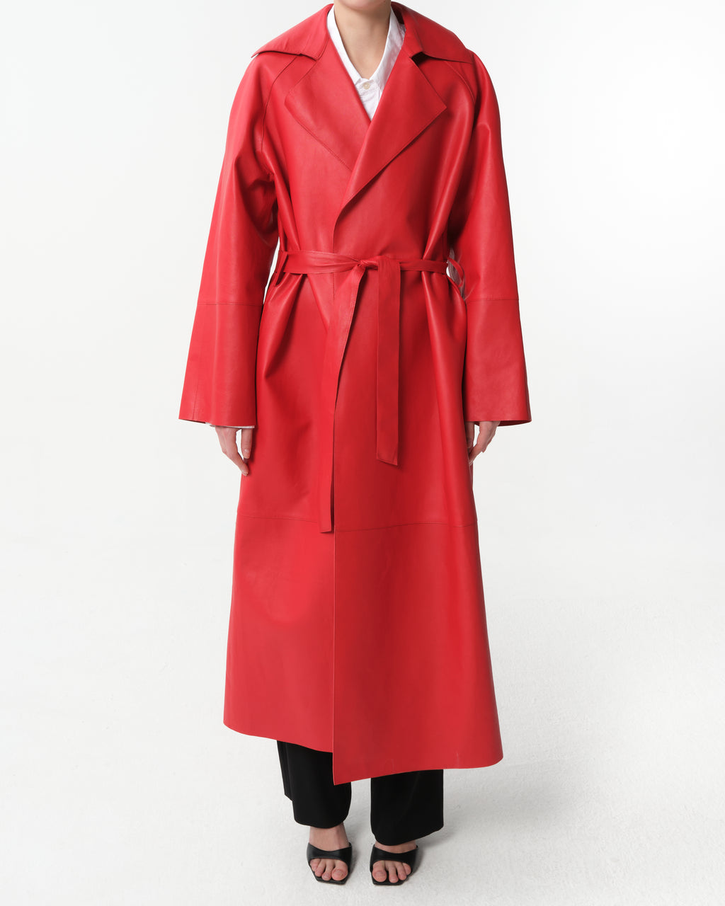 Belted Leather Coat