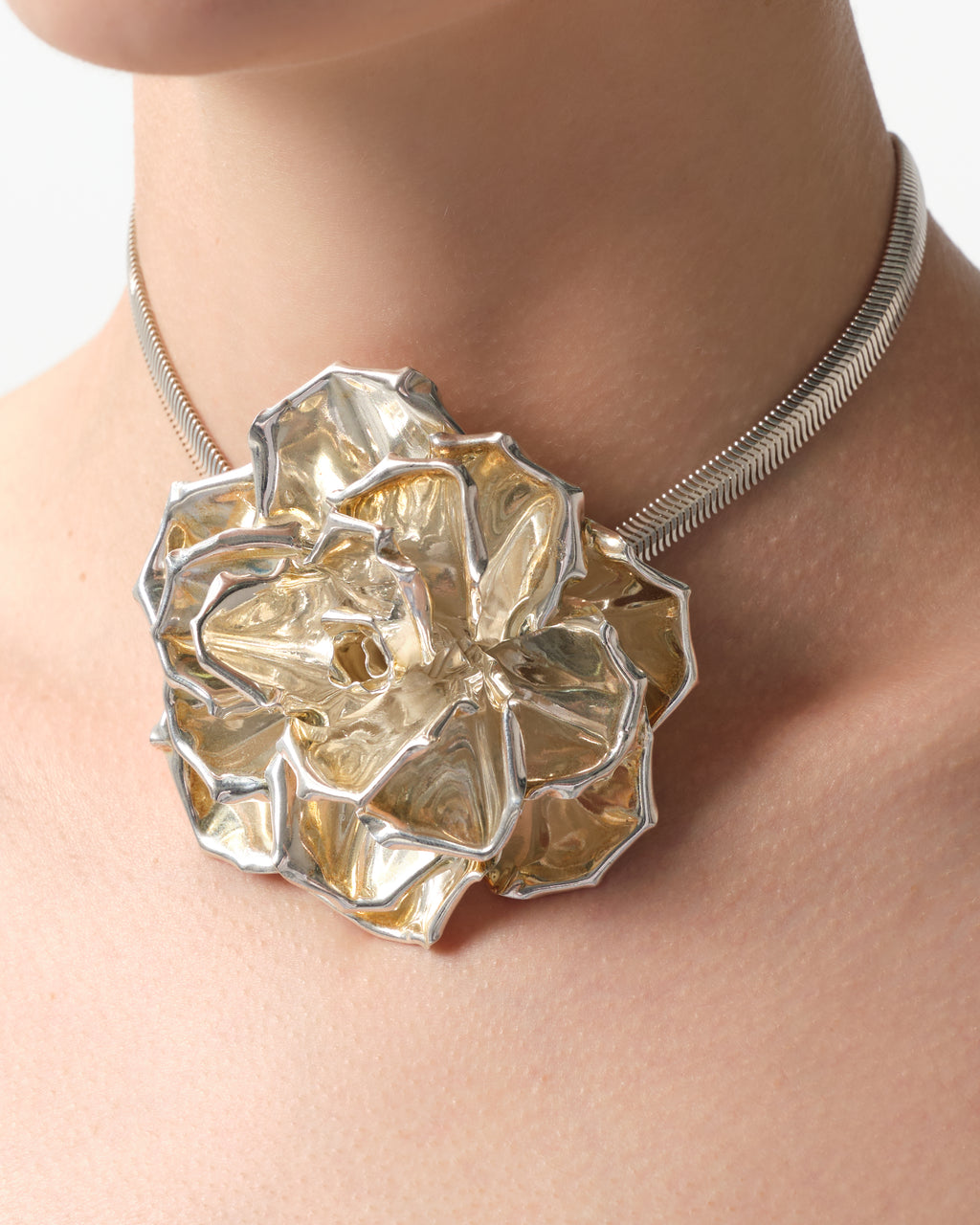 Silver-Plated Floral Choker