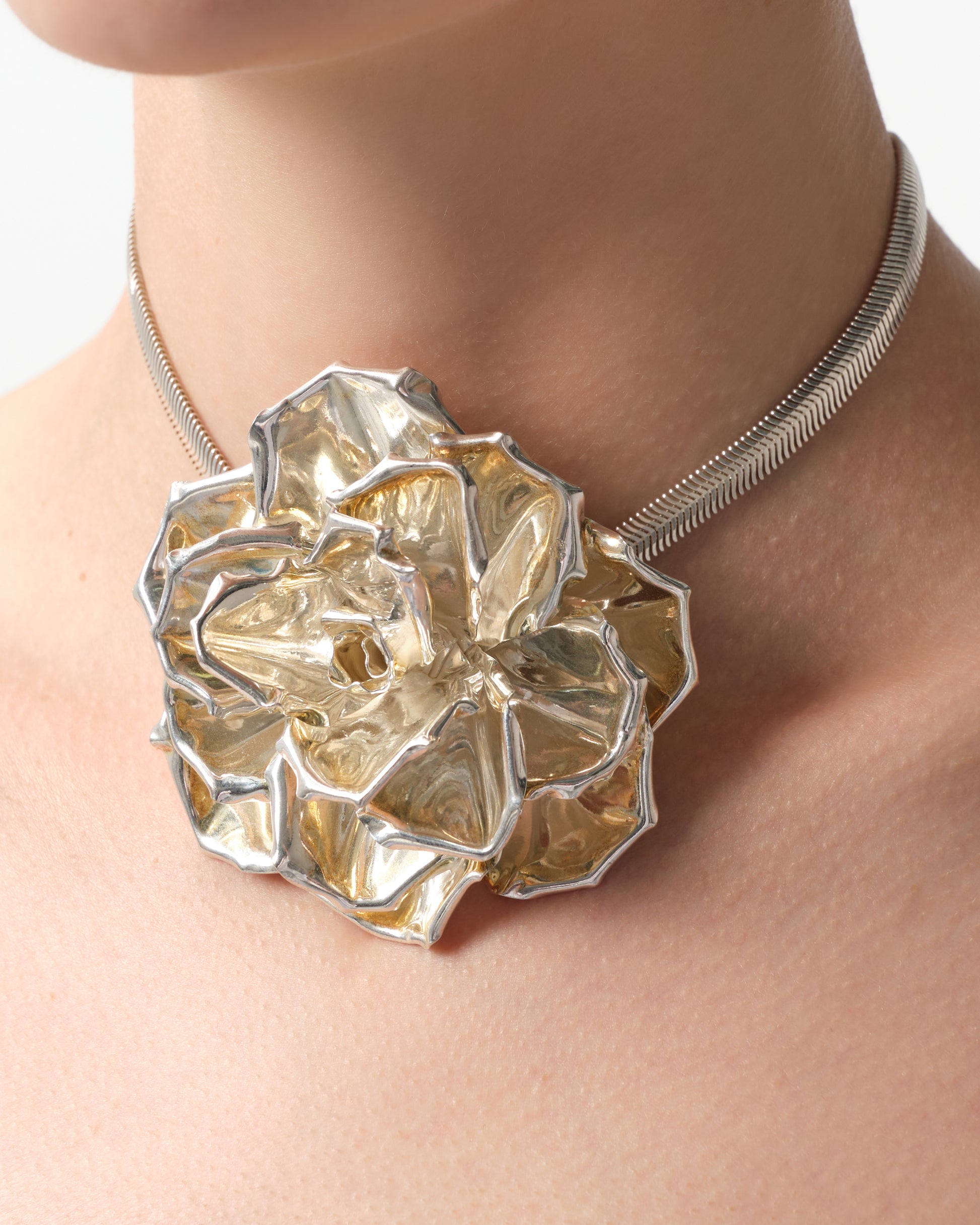 Silver-Plated Floral Choker