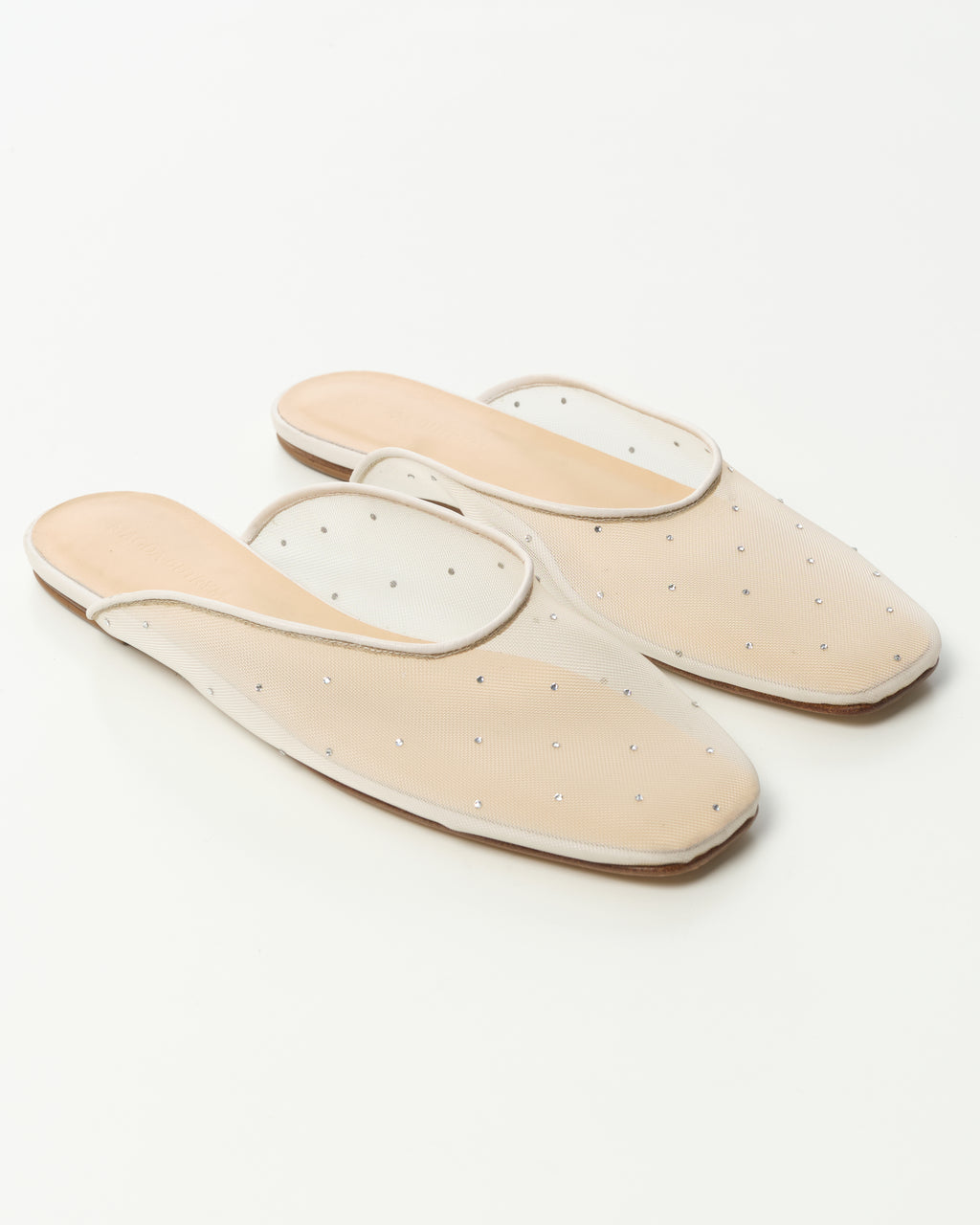 Crystal-Embellished Mesh Mules