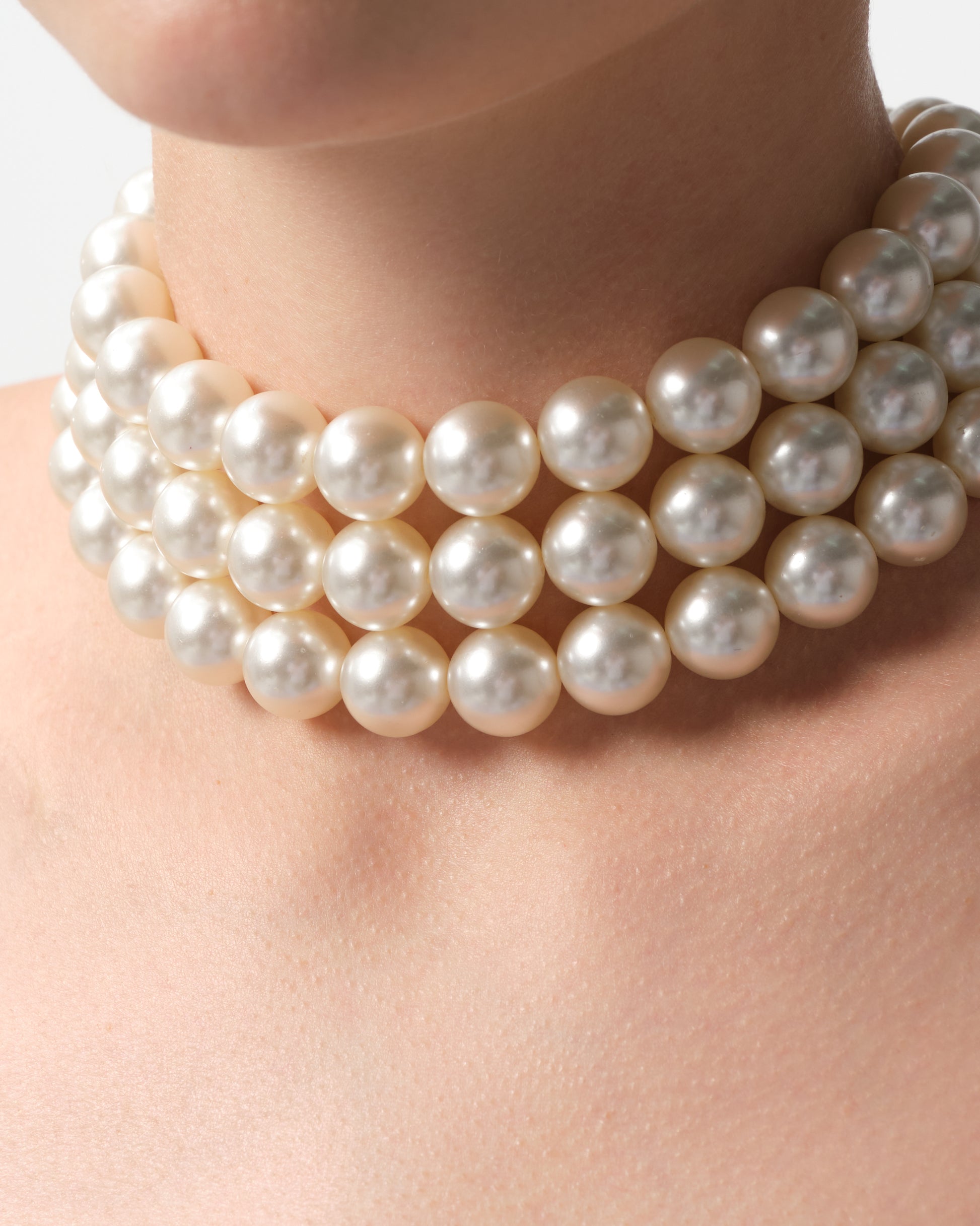 Pearl and Crystal Logo Necklace