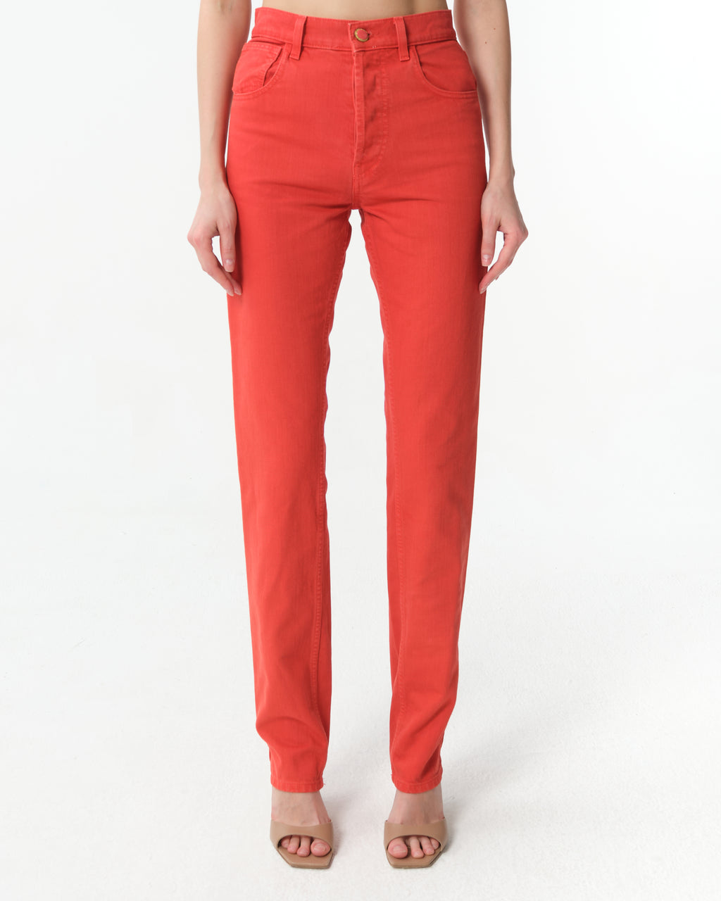 Tapered High-Waisted Denim Pants