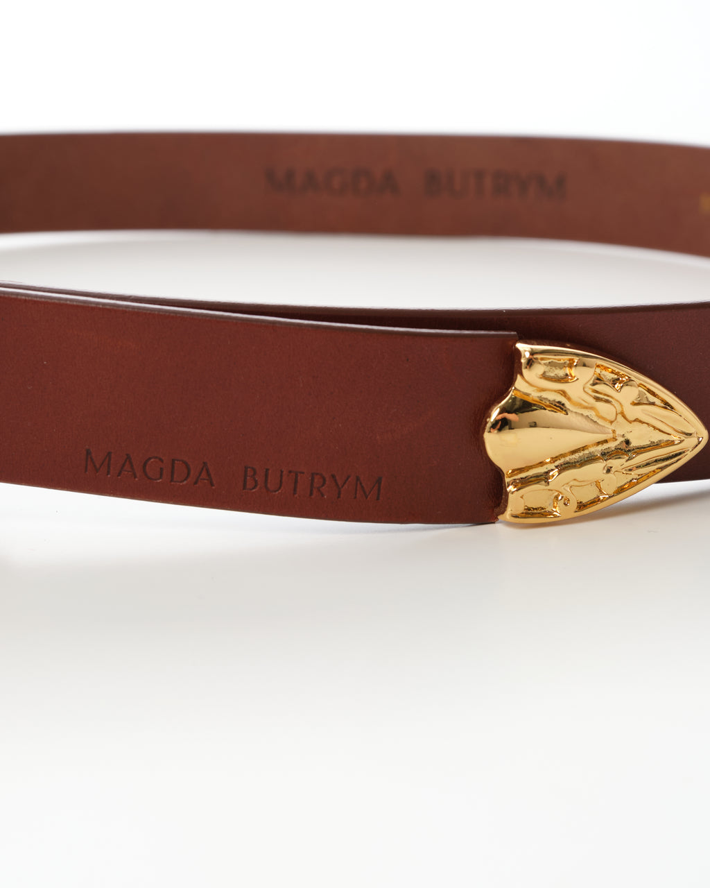 Engraved-Buckle Leather Belt