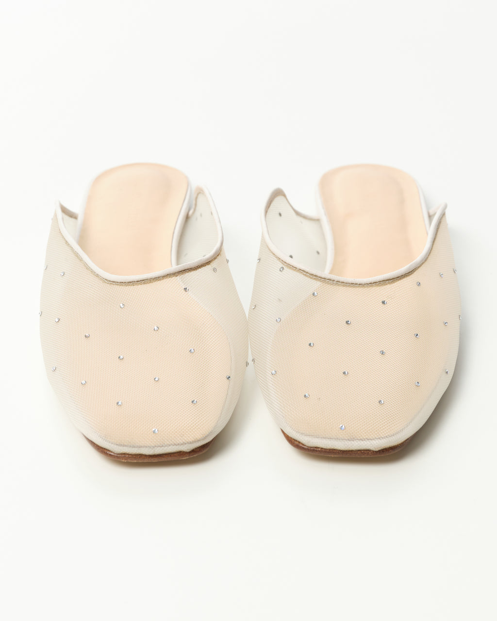 Crystal-Embellished Mesh Mules