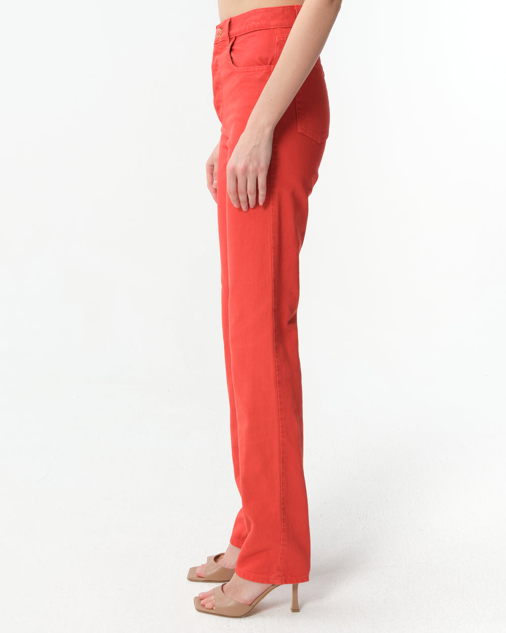 Tapered High-Waisted Denim Pants