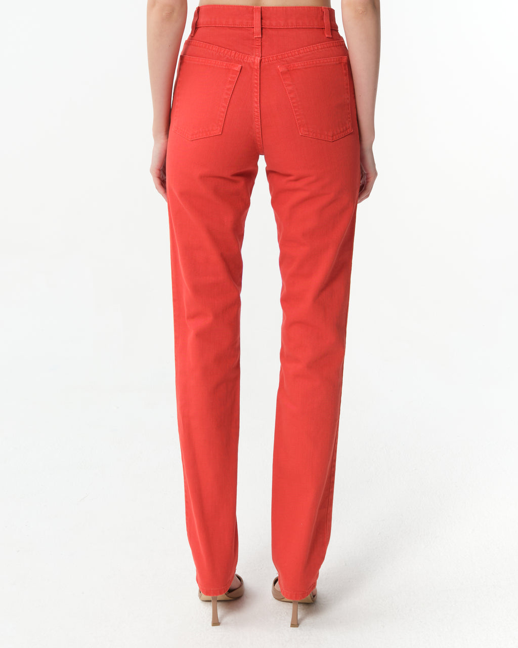 Tapered High-Waisted Denim Pants