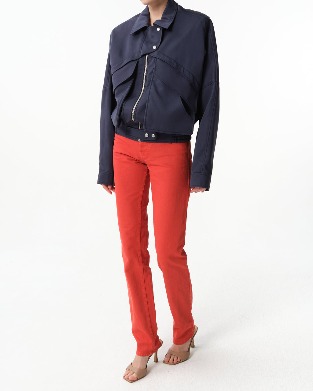 Tapered High-Waisted Denim Pants