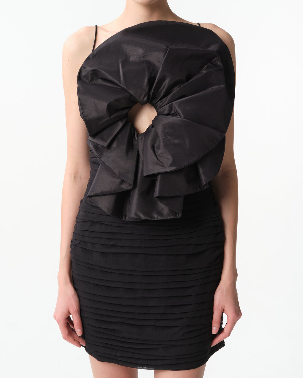 Sculptural Rose Mini Dress