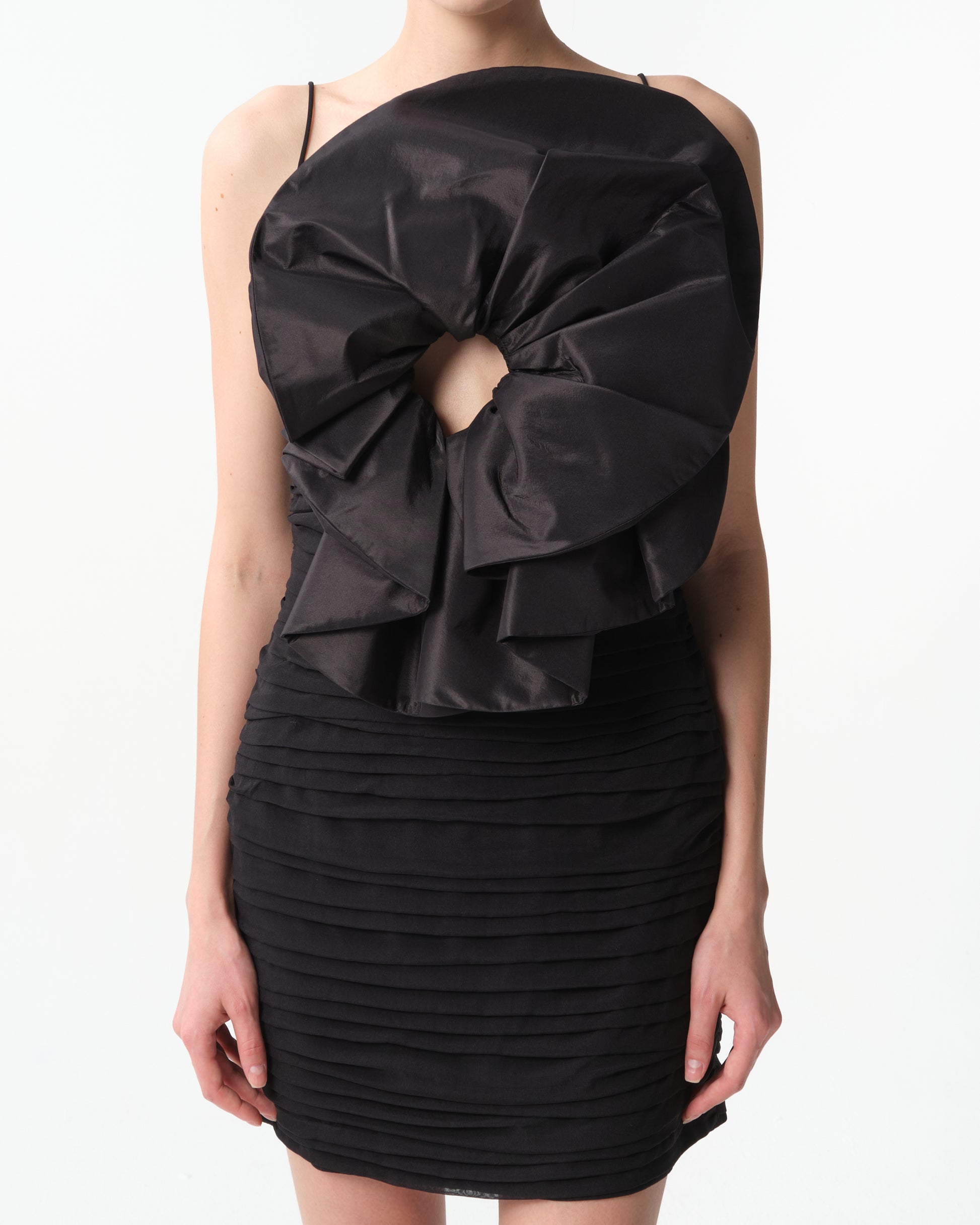 Sculptural Rose Mini Dress