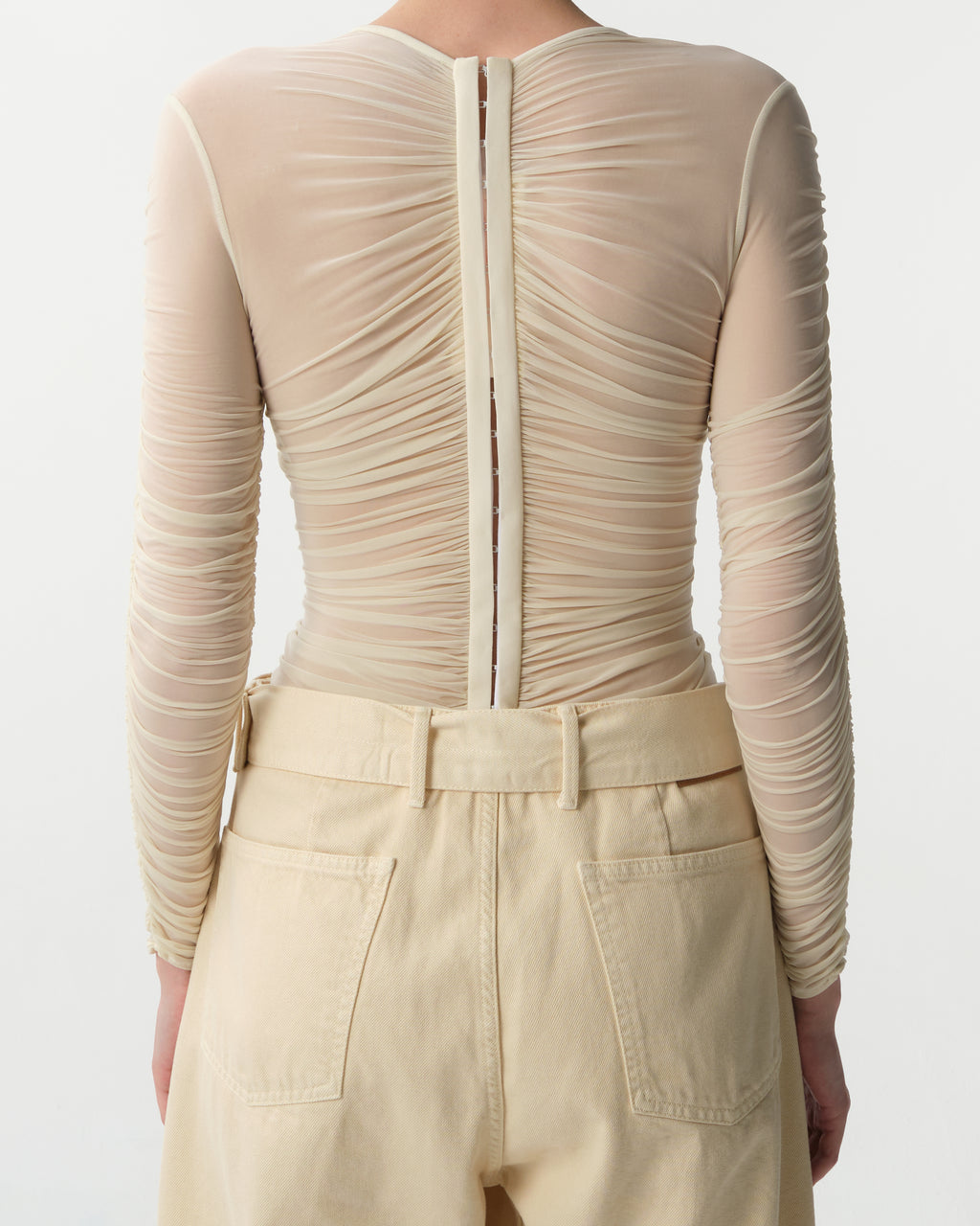 Floral-Appliqué Ruched Top