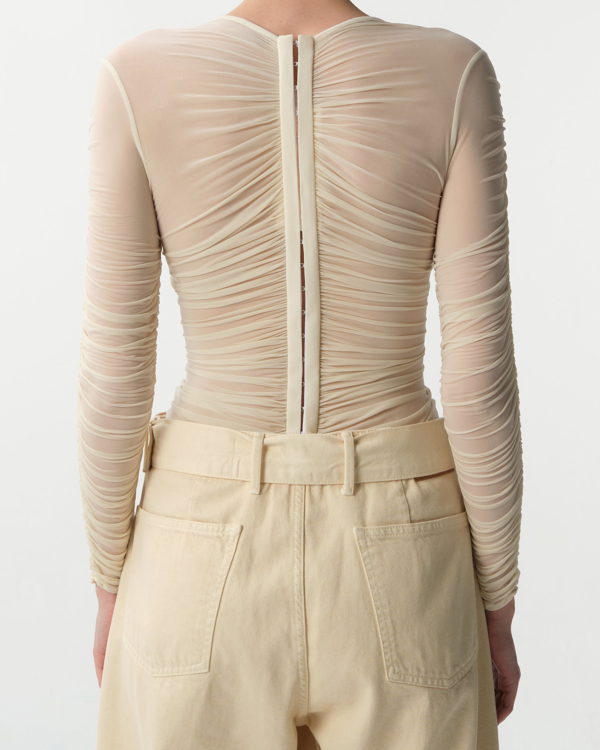 Floral-Appliqué Ruched Top