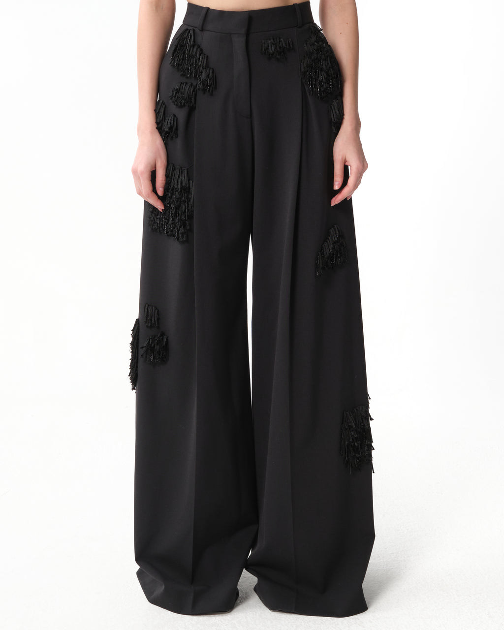 Fringed Narrow-Leg Pants