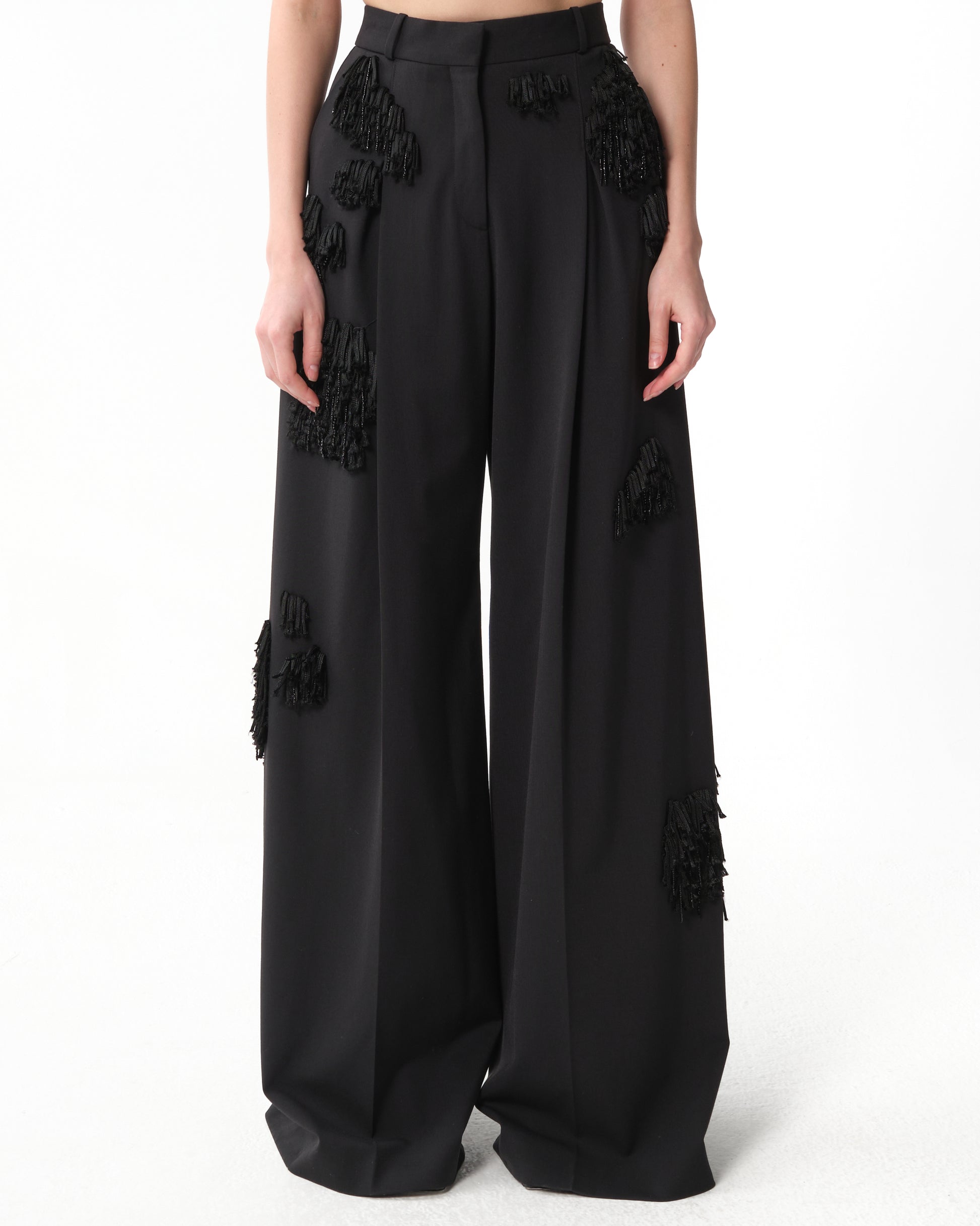 Fringed Narrow-Leg Pants