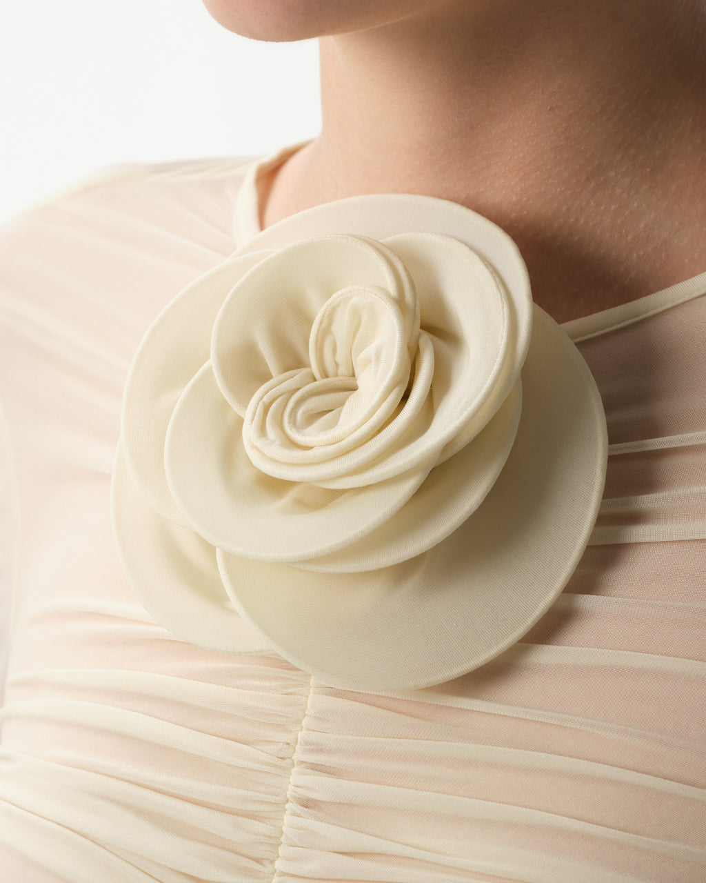 Floral-Appliqué Ruched Top
