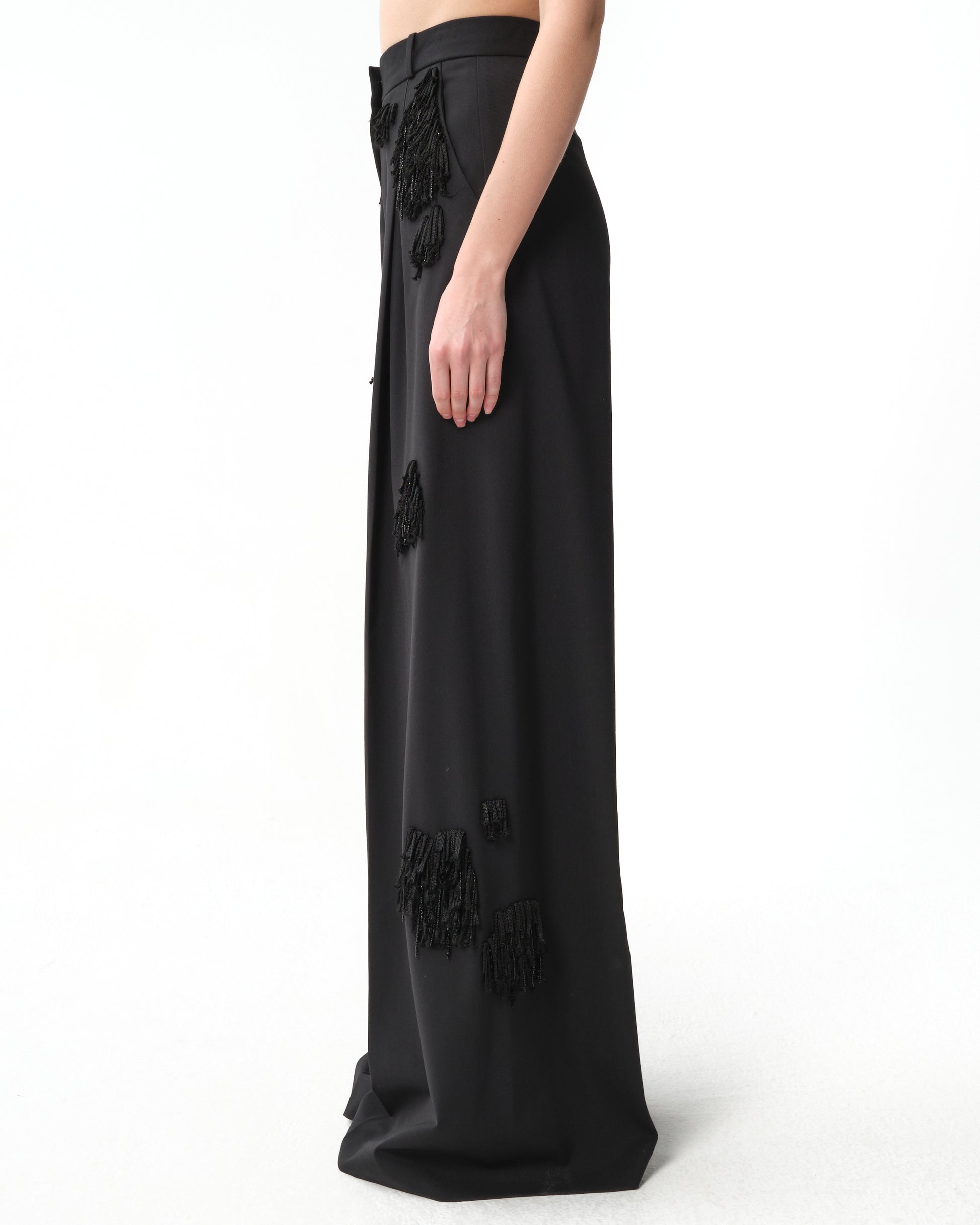 Fringed Narrow-Leg Pants