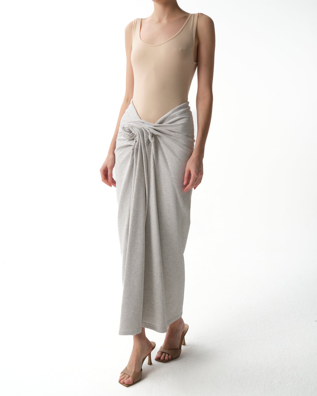 Front-Knot Midi Skirt