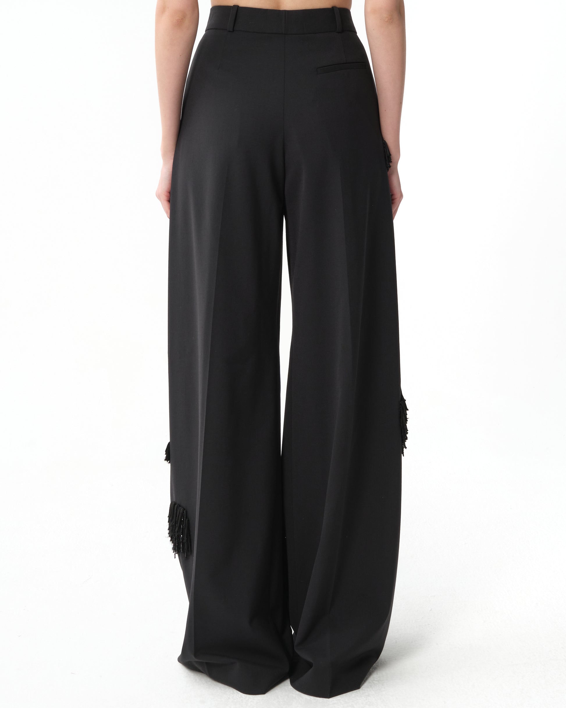 Fringed Narrow-Leg Pants