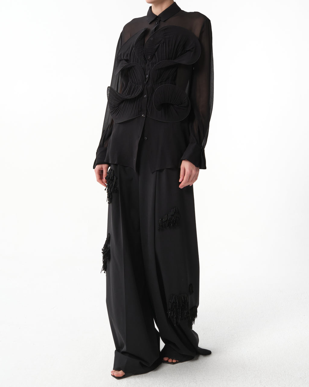 Fringed Narrow-Leg Pants