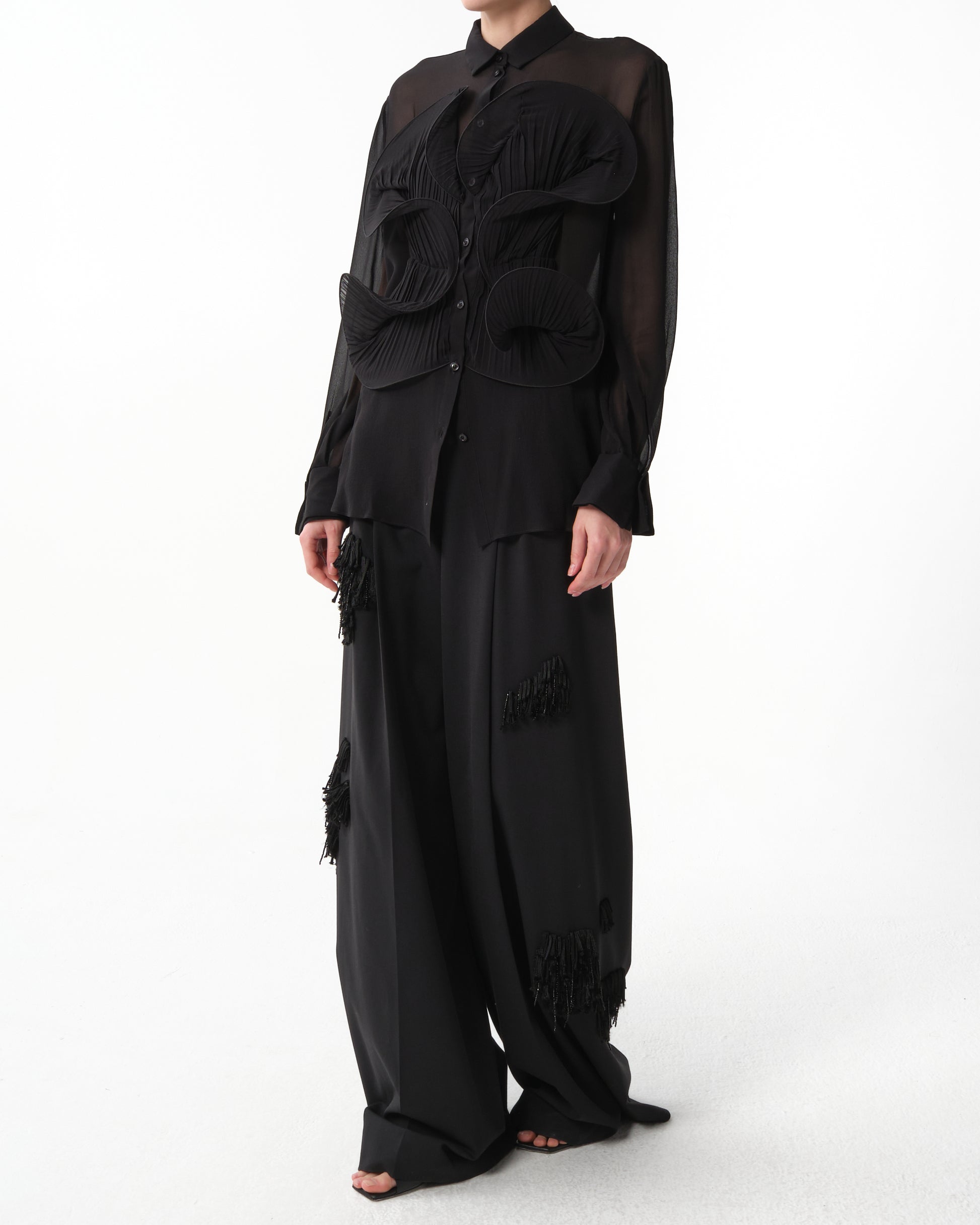 Fringed Narrow-Leg Pants
