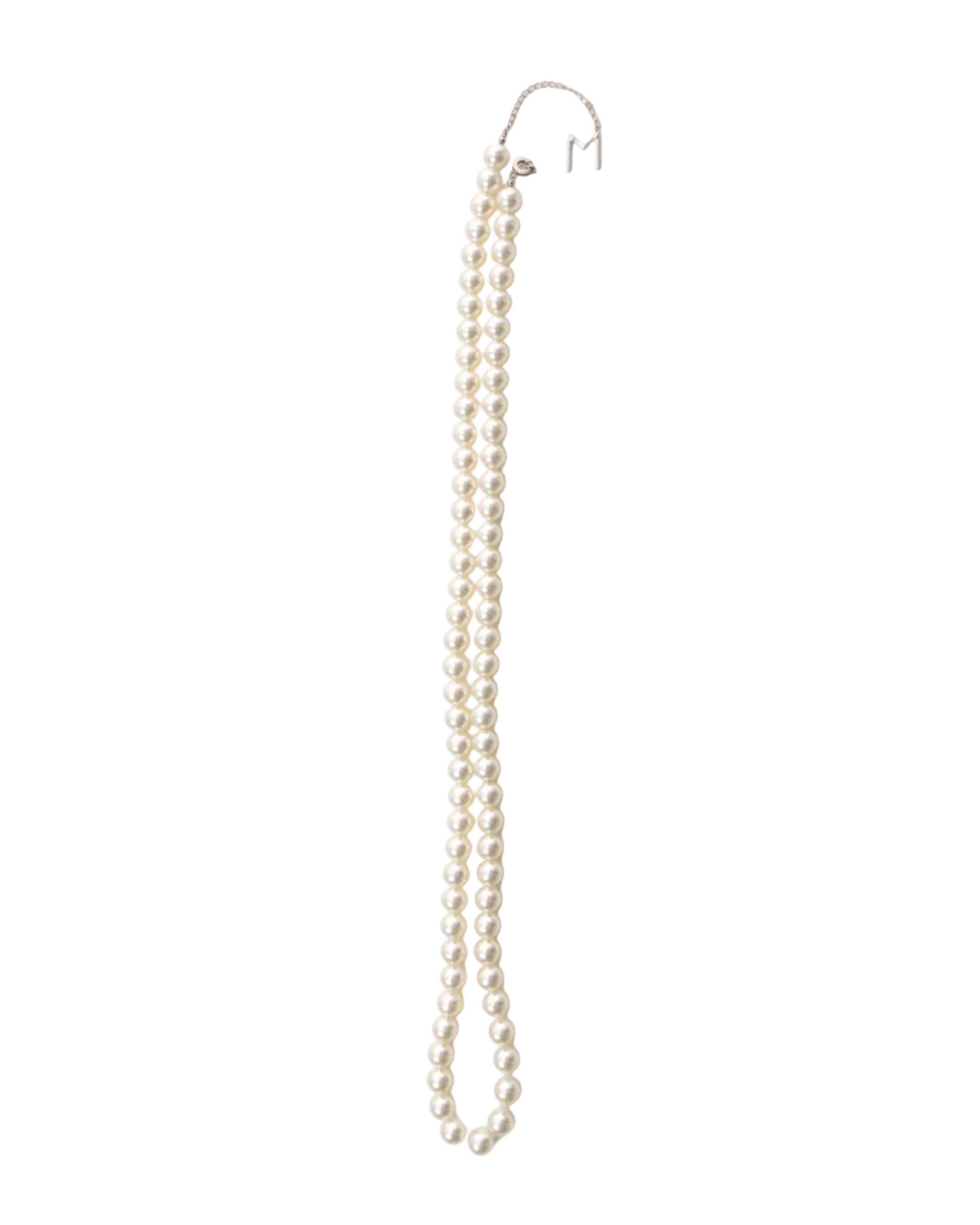 Pearl and Crystal Logo Necklace