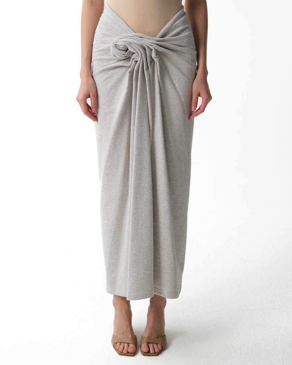 Front-Knot Midi Skirt