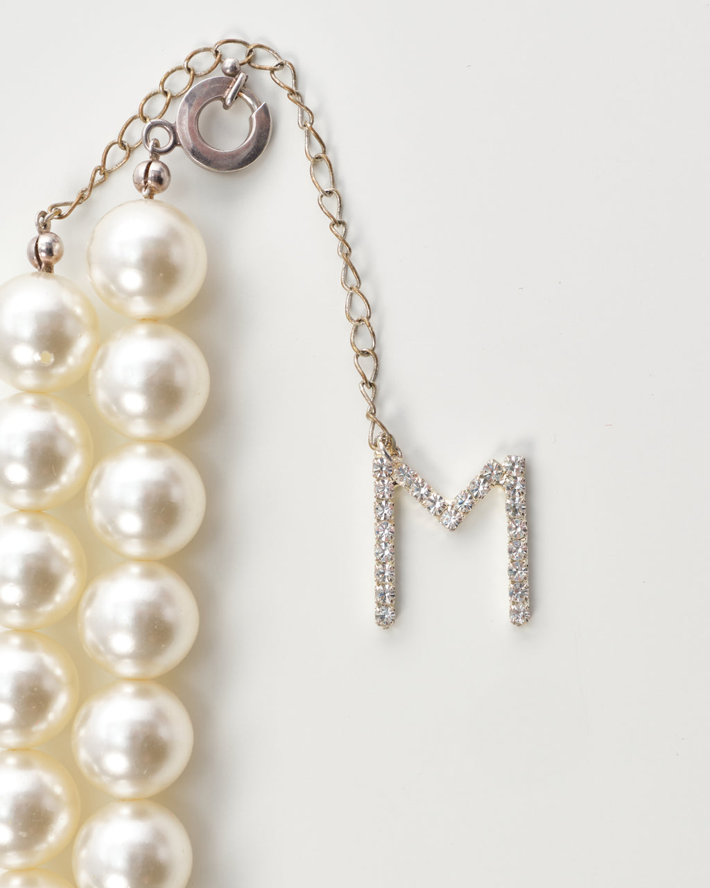 Pearl and Crystal Logo Necklace