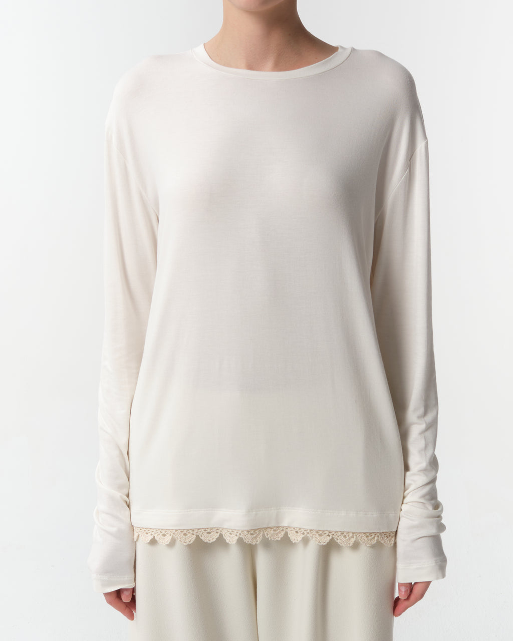 Lace-Detail Long-Sleeve T-Shirt
