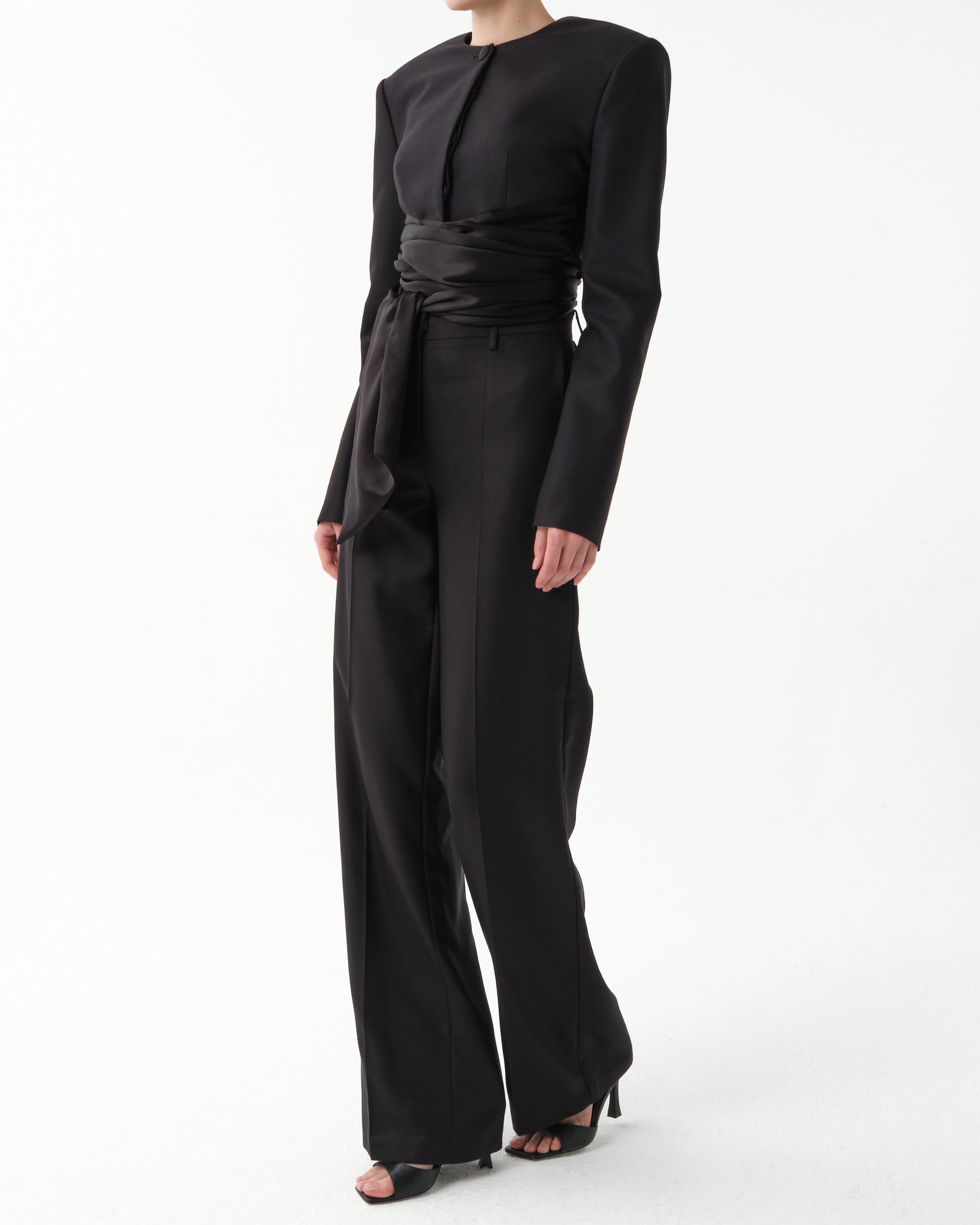 Cropped Silk Grain de Poudre Jacket