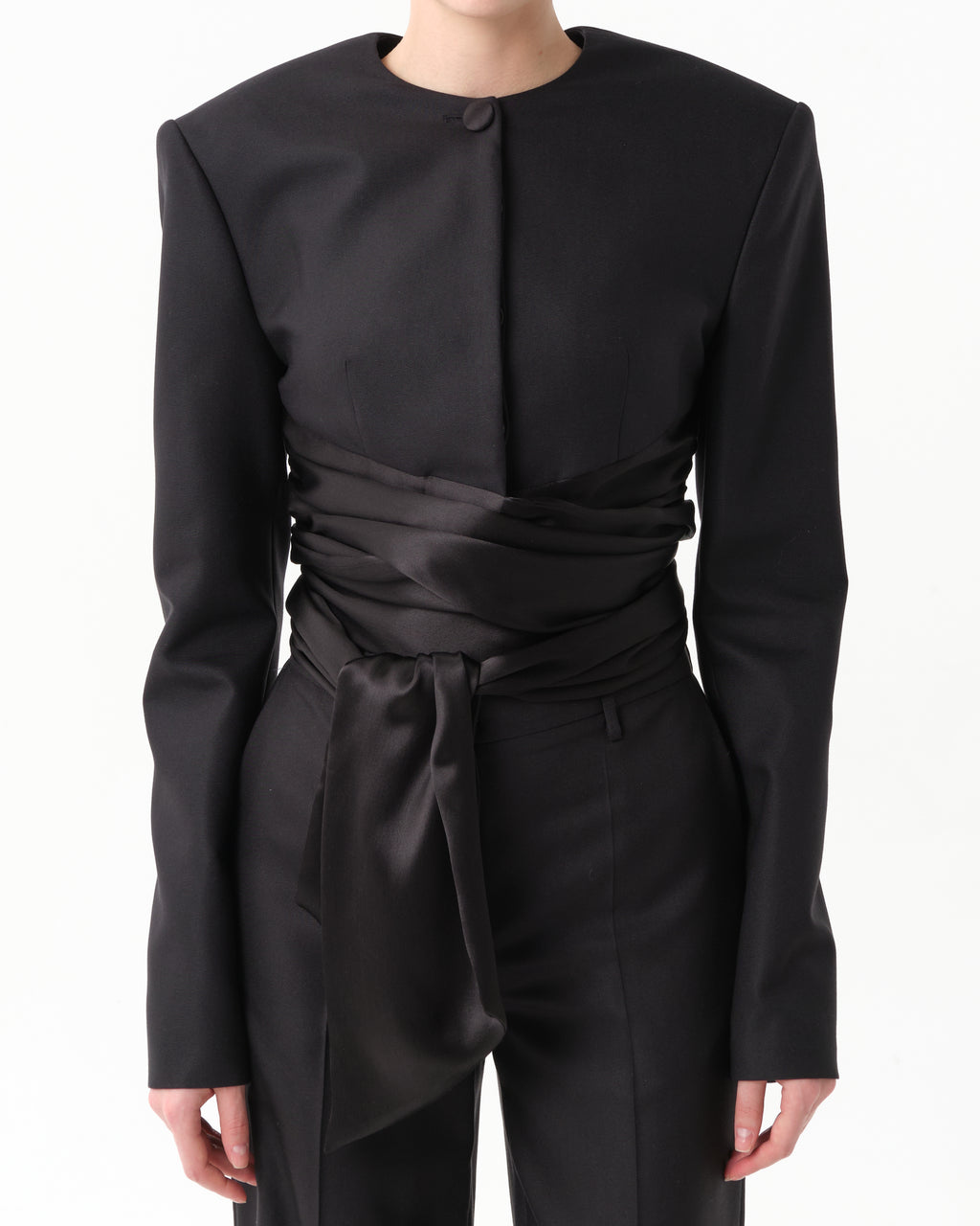 Cropped Silk Grain de Poudre Jacket