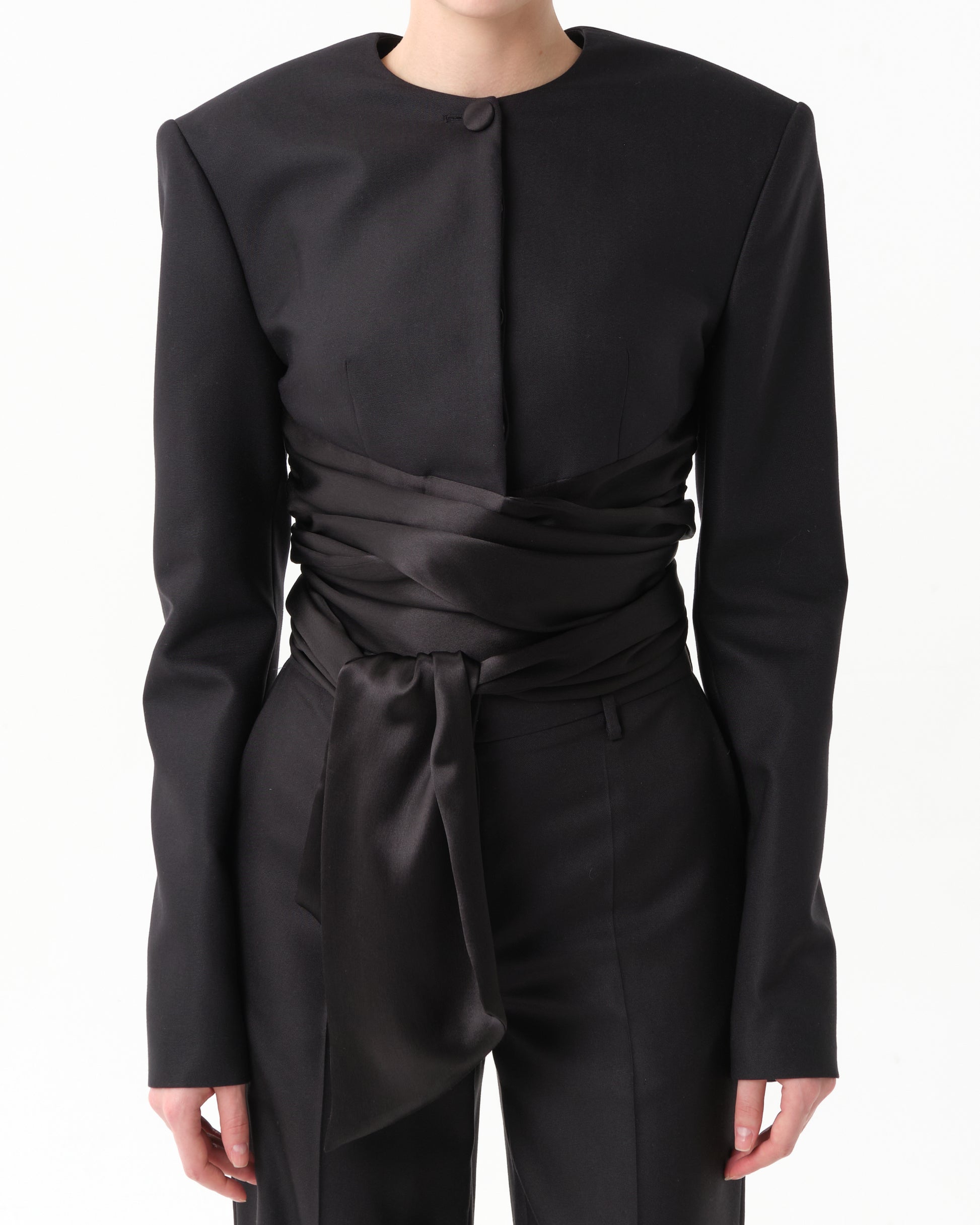 Cropped Silk Grain de Poudre Jacket