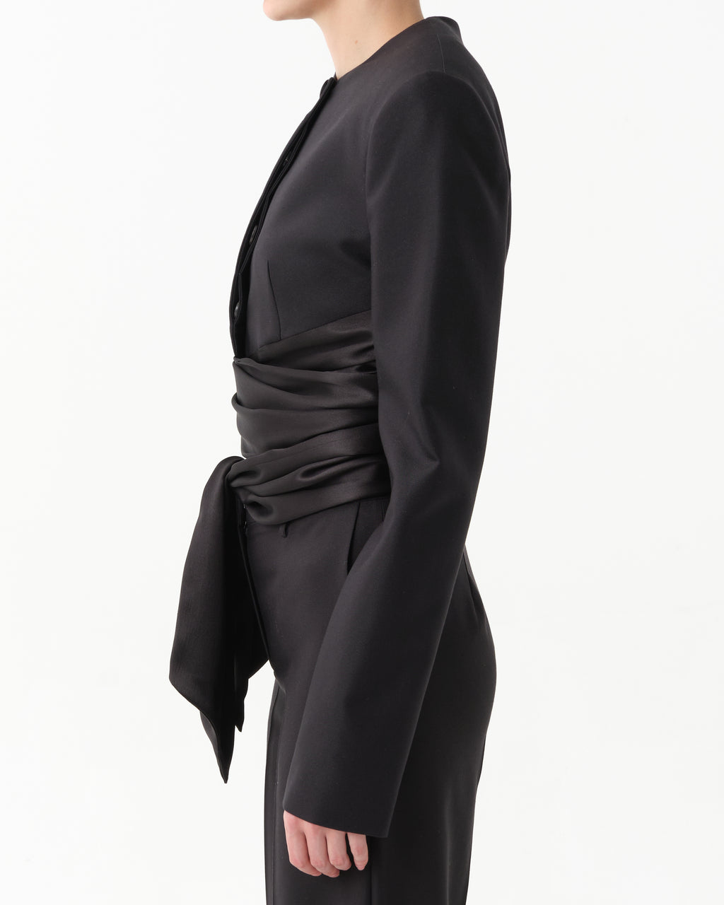 Cropped Silk Grain de Poudre Jacket