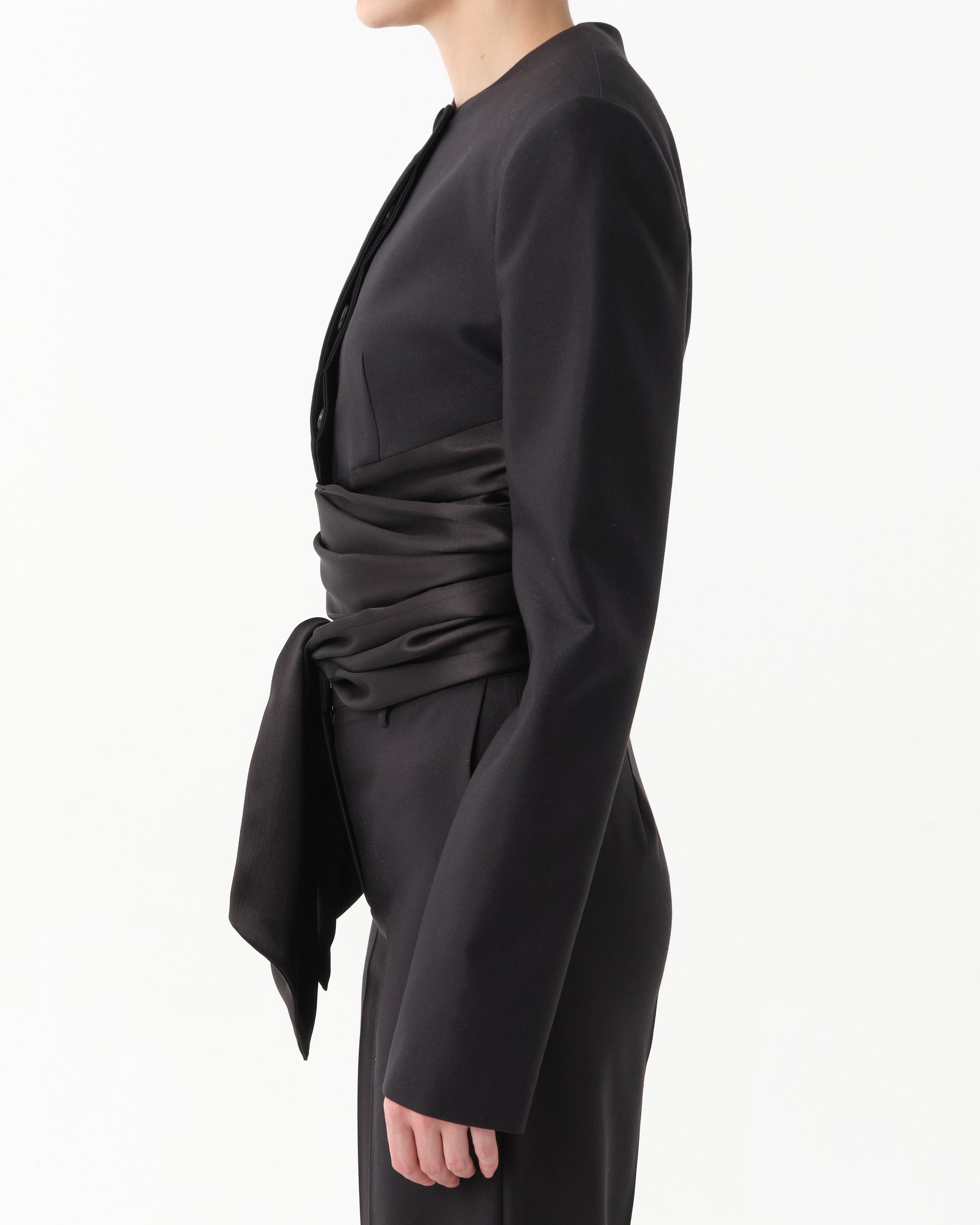 Cropped Silk Grain de Poudre Jacket