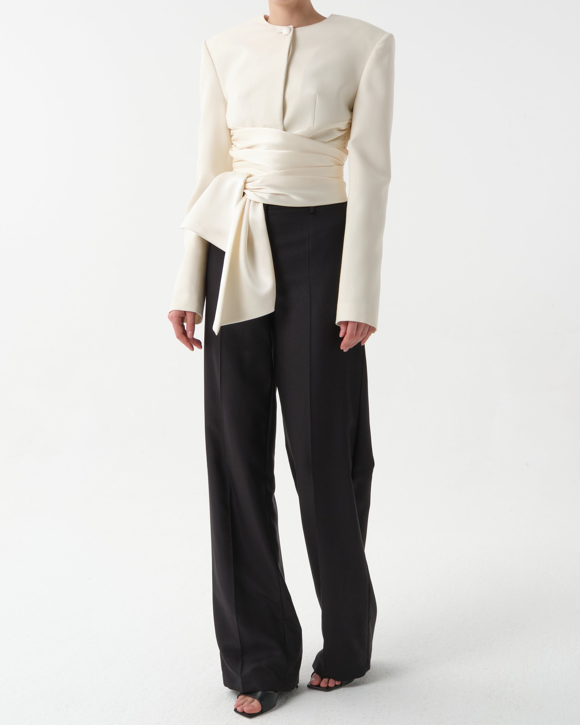 Cropped Silk Grain de Poudre Jacket