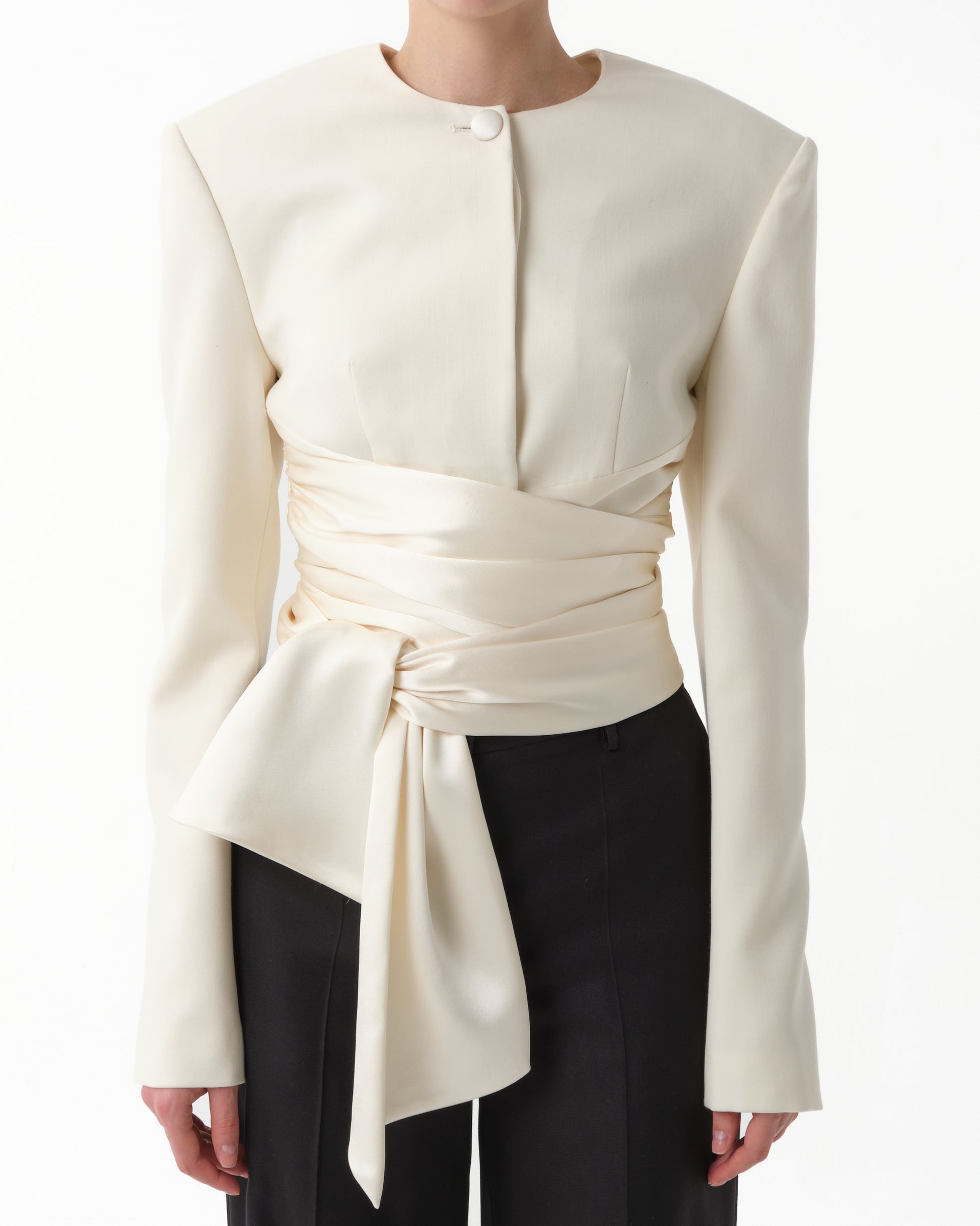 Cropped Silk Grain de Poudre Jacket
