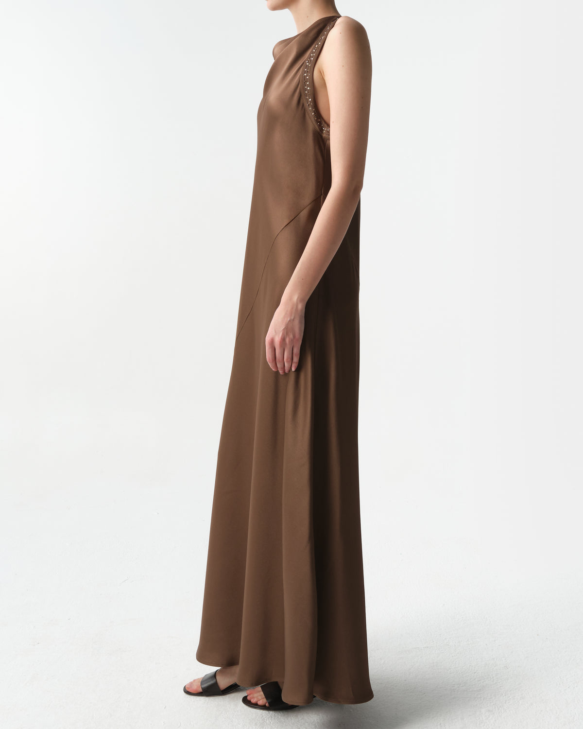 Satin Paillette Sleeveless Dress