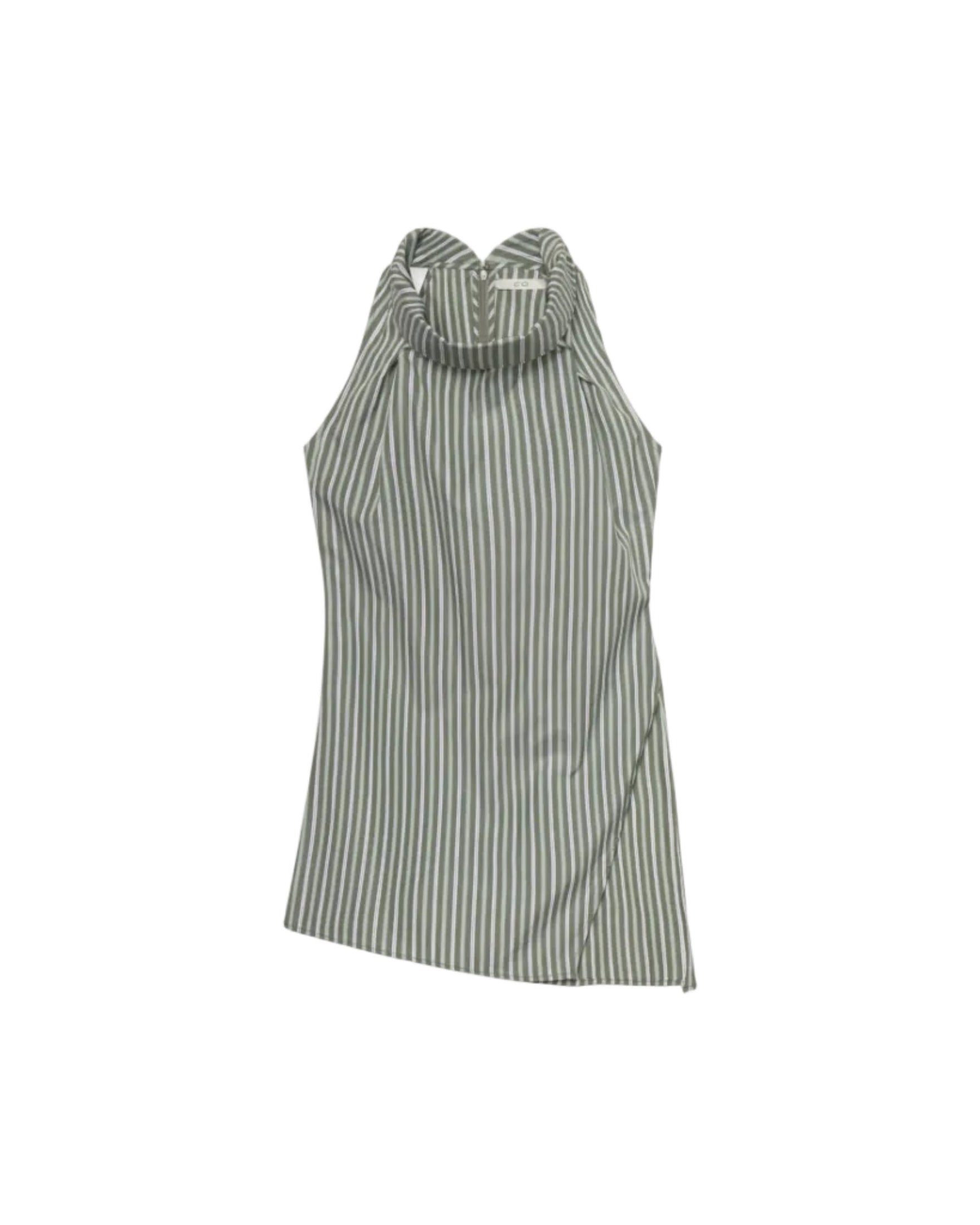 Sleeveless Cowl Neck Poplin Top