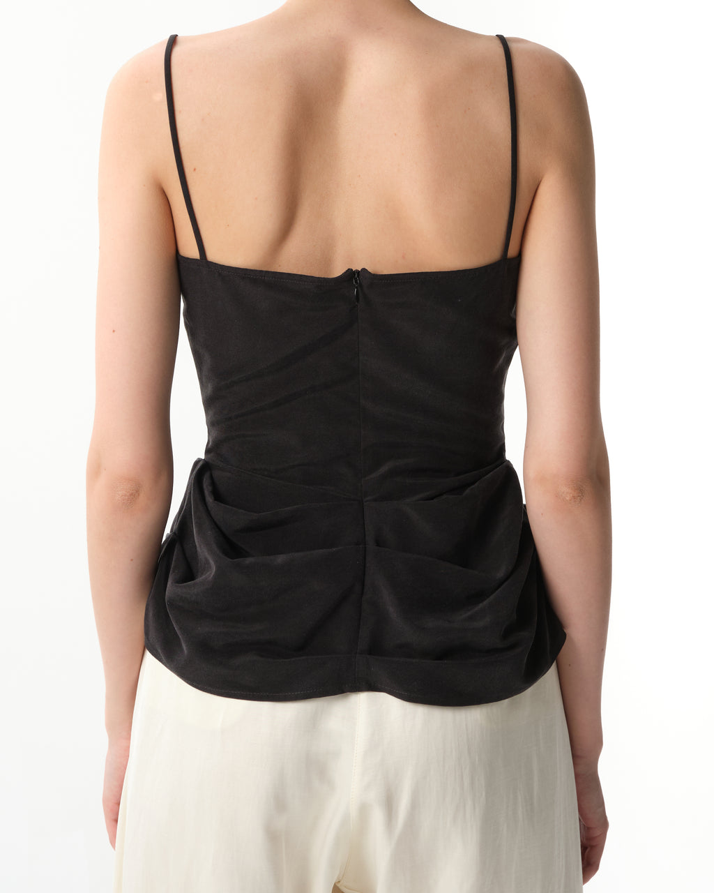 Draped Silk Lace-Trim Top