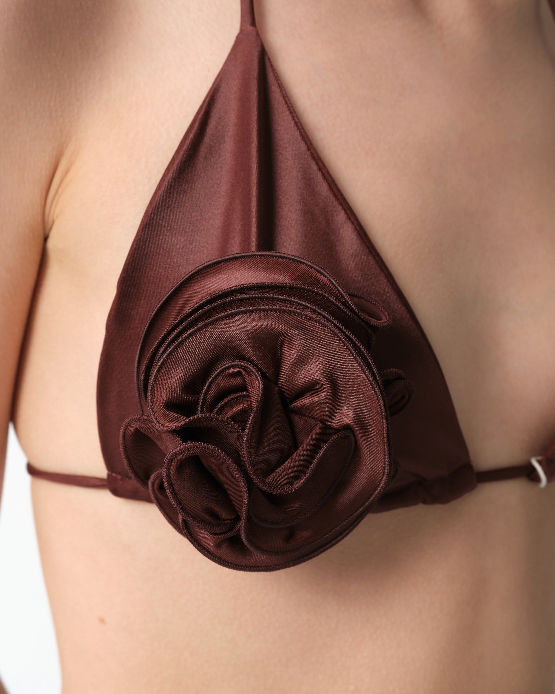 Floral-Appliqué Triangle Bikini Top