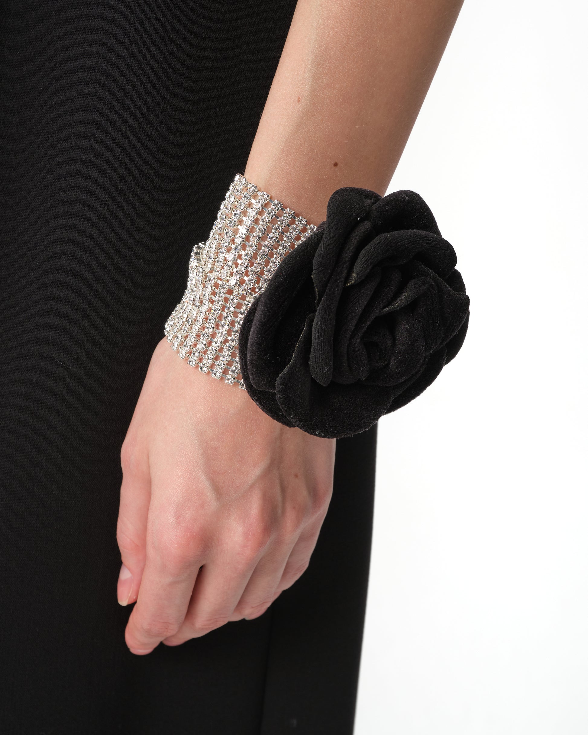 Velvet Rosette Crystal Choker